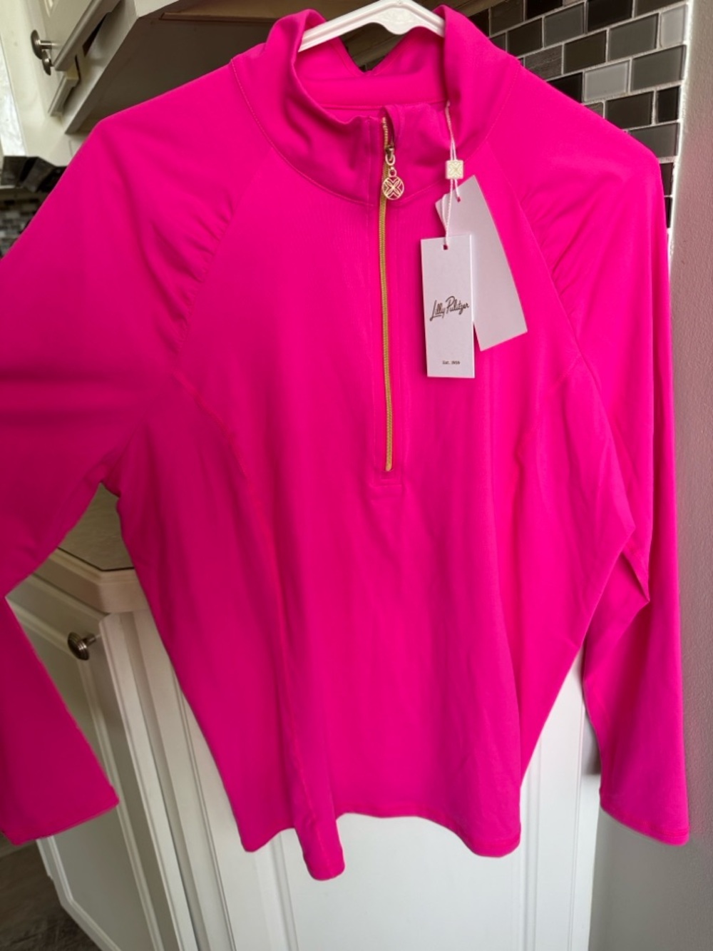 Lilly Pulitzer new with tags Justine half zip Parigini pink XXL - Picture 3 of 5